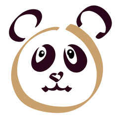 baby panda head drawing with smooth lines on a white background