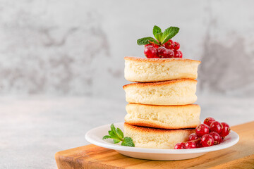Japanese soft pancakes with berries