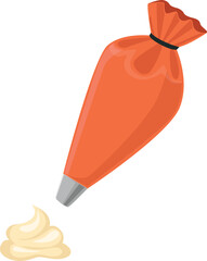 Pastry cream bag. Cake decorating tool. Cartoon icon