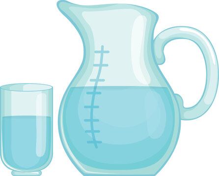 Water pitcher cartoon icon. Clean drinking liquid