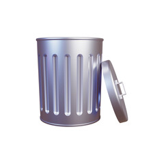 Trash can 3d icon rendering illustration