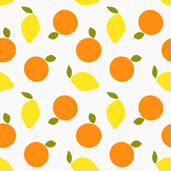 Oranges and lemons fruit seamless pattern.