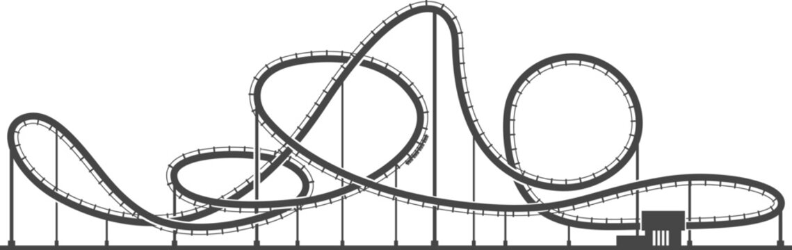 Amusement park railroad track icon. Roller coaster ride