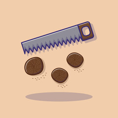 Illustration vector graphic cartoon of farming hand saw icon, saw flat design Suitable for building tools and carpenters
