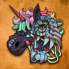 Hand drawn unicorn#00053 cartoon head series