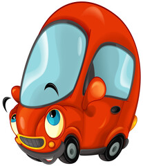 Cartoon city car smiling and looking isolated - illustration for children
