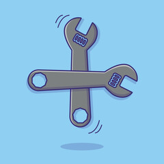 Illustration vector graphic cartoon character of  Wrench icon suitable for automotive mechanics