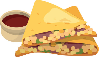 Quesadilla cartoon icon. Traditional mexican dipping food