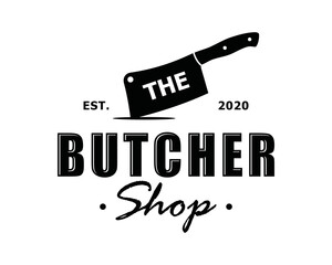 Butcher knife shop symbol icon vintage logo vector