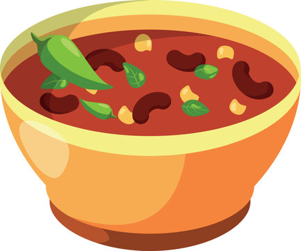 Bean Chili Soup Icon. Cartoon Spicy Mexican Food
