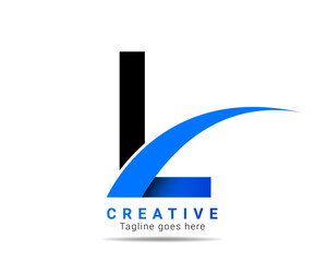 Abstract initial blue color L letter alphabet logo. L letter logo for company brand identity, travel, logistic, business logo template