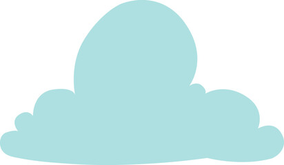 Blue cloud silhouette. Curved fluffy weather symbol