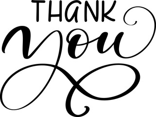 Hand drawn vintage vector text Thank you and heart. Calligraphy lettering illustration for wedding, Thanksgiving Day, greeting card, tag. Isolated on white background