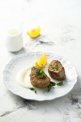 Roasted pork with lemon sauce