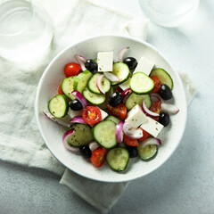 Traditional homemade Greek salad with Feta cheese