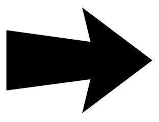 Straight pointed arrow icon. Black arrow pointing to the right. Black direction pointer