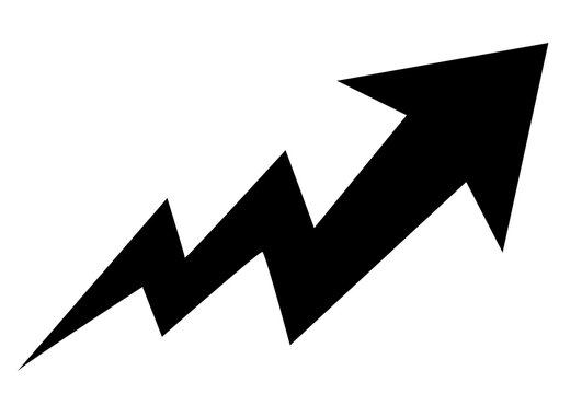 Zigzag Arrow Icon With A Sharp End. Black Arrow Pointing Upwards. Up Direction Indicator