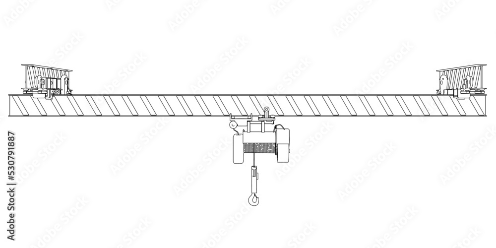 Poster outline of a mobile crane from black lines isolated on a white background. front view. 3d. vector il