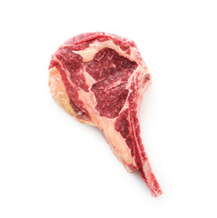 Raw beef tender delicious Tomahawk Steak on white background.