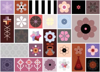 Gordijnen Abstract vector naadloze achtergrond met inbegrip van meerdere geometrische stijl bloemen. Elk van de ontwerpelementen is op een afzonderlijke laag gemaakt en kan als een op zichzelf staande afbeelding worden gebruikt. ©  danjazzia