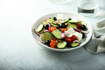 Traditional homemade Greek salad with Feta cheese