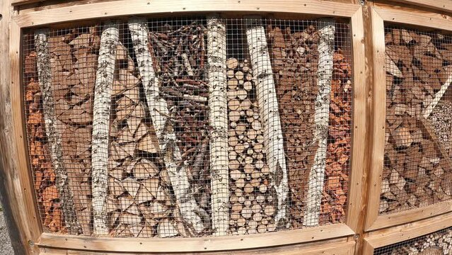 Insect hotel on a nature trail and that
