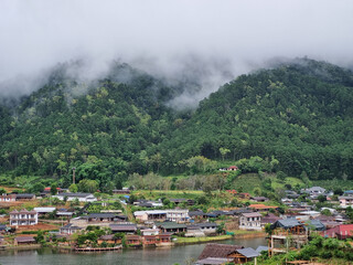 Fototapeta na wymiar Beautiful village of Ban Rak Thai, A Chinese Settlement In Mae Hong Son, Thailand