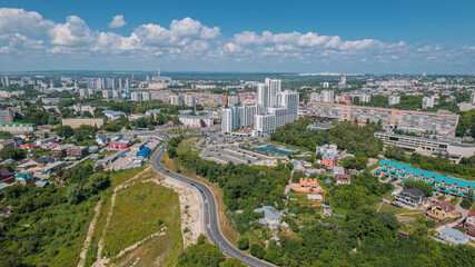 Obraz premium Aerial view of of Ulyanovsk, Russia. Ulyanovsk, known as Simbirsk, is a city and the administrative center of Ulyanovsk Oblast, Russia, located on the Volga River.