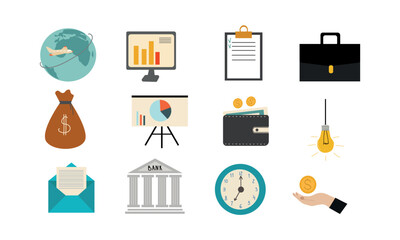 Modern flat icons vector collection with business icon elements.