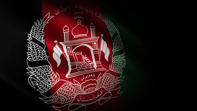 Afghanistan National Flag. Seamless loop animation closeup waving.