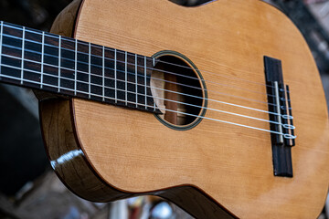 Fototapeta premium Making maple wood acoustic guitar musical instrument