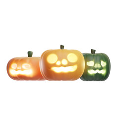 A group of Jack-O-Lantern in 3D style for the holiday decoration, Halloween event pumpkins