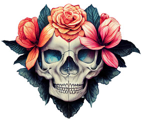 Floral skull, skull and flowers