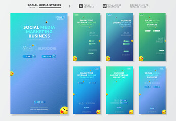 Social media marketing business webinar template for social media stories