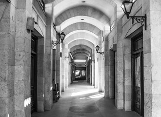 Stone corridor at old Cairo Market, Egypt