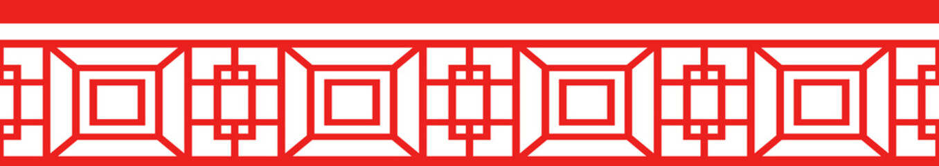 Red Chinese style tracery traditional pattern border frame