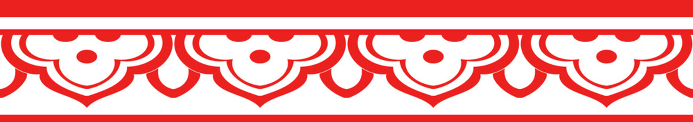 Red Chinese style tracery traditional pattern border frame