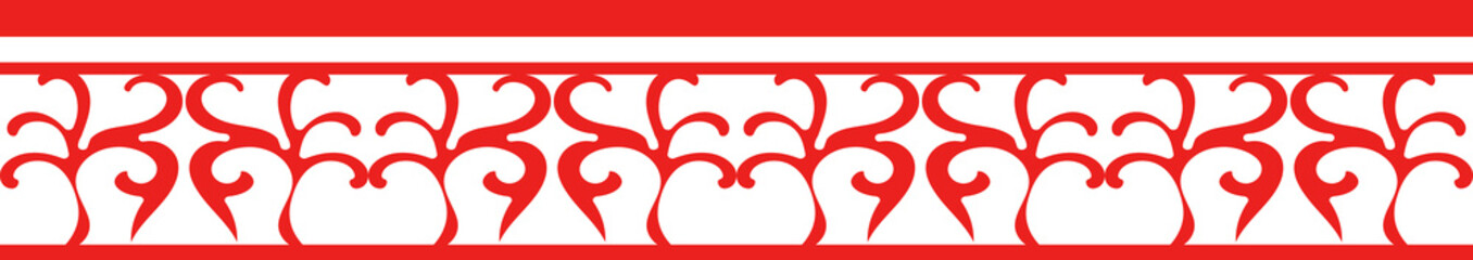 Red Chinese style tracery traditional pattern border frame