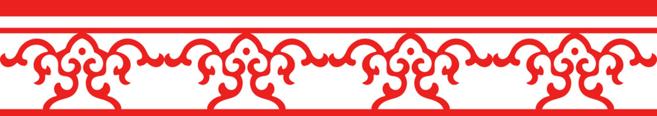 Red Chinese style tracery traditional pattern border frame