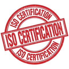 ISO CERTIFICATION written word on red stamp sign
