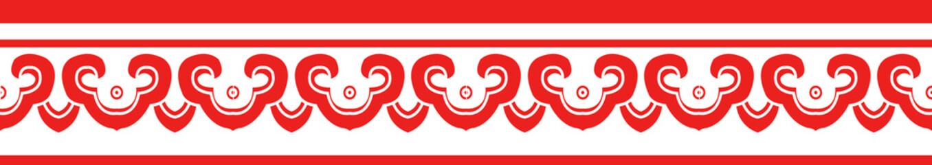 Red Chinese style tracery traditional pattern border frame