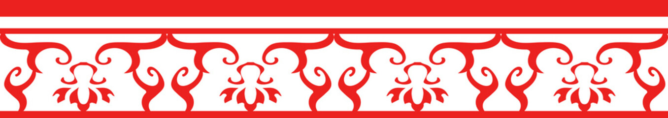 Red Chinese style tracery traditional pattern border frame