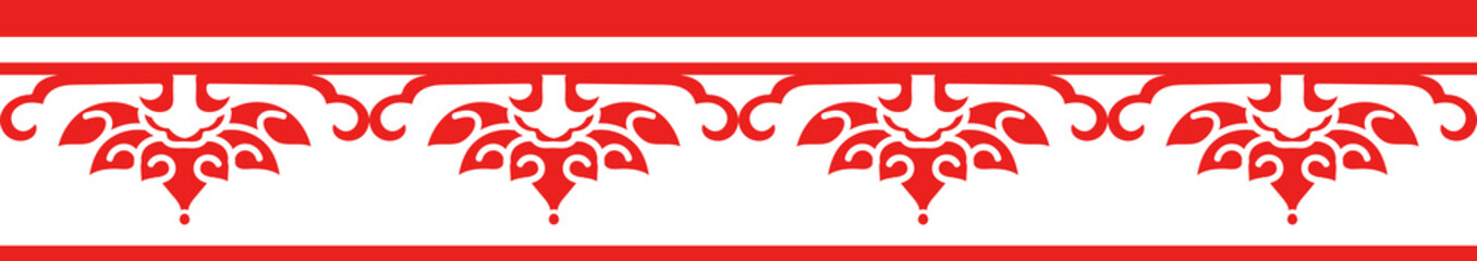 Red Chinese style tracery traditional pattern border frame