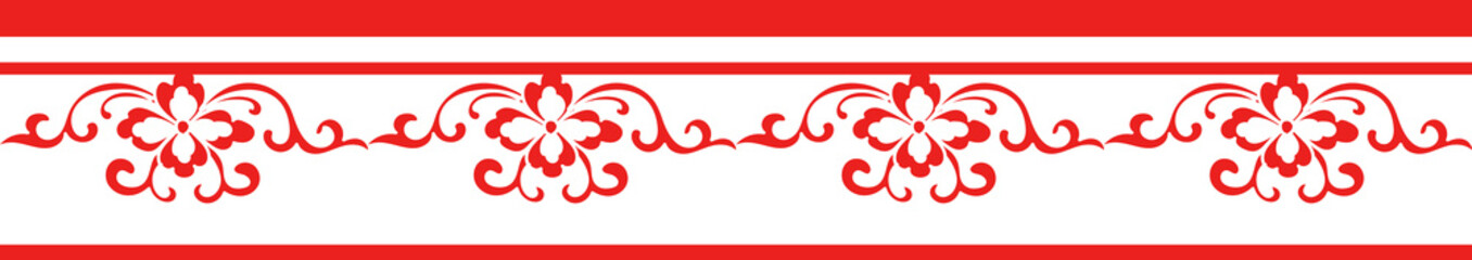 Fototapeta premium Red Chinese style tracery traditional pattern border frame