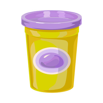 Yellow box with plasticine, plastic cup with lid