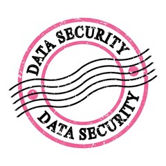 DATA SECURITY, text on pink-black grungy postal stamp.