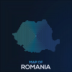 Modern Rectangular Map of Romania. Romania vector map illustration. The blue color elegant looks vector map of Romania. Romania map located on a square line design looks like eye catching graphic. Inf