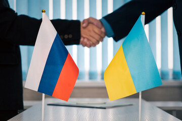 negotiations of diplomats, conclusion of the pact concept. negotiations in diplomacy or business....