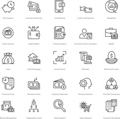Fototapeta premium Banking and Finance Line Vector Icons