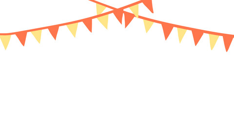 Fototapeta premium Cute holiday bunting, festive garland, paper flags interior decoration, celebration wall hanging. Vector illustration.